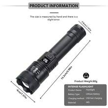 1pc High Brightness LED Flashlight With Display Screen, USB Rechargeable, Outdoor Camping Fishing Emergency Lighting, Adjustable Focus Flashlight - Multicolor - View 6