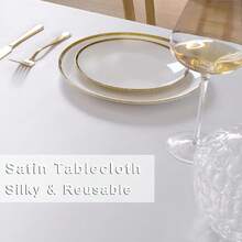 Satin Tablecloth, Rectangular Satin Tablecloth, Shiny Silk Tablecloth, Suitable For Weddings, Parties, And Banquets - White - View 3