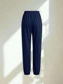 Conjunto uniforme médico quirúrgico set 2 piezas dama mujer manga corta cuello v pantalón jogger resorte cordón cómodo - Azul Marino - Ver 8