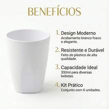 Kit 30 Copos Plástico Coloridos 330ml Escolas Creches Festas - Branco - Visão 3