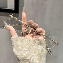 Óculos minimalistas sem armação de metal com lentes de plástico, ideais para uso casual diário, tanto para homens quanto para mulheres. - Multicolorido - Ver 10