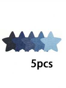 5片牛仔布贴片 - 包含心形、星形和云朵图案，共5种颜色 - 强力粘合剂，适用于牛仔裤修补和服装装饰 - 耐用布贴，创意纺织品装饰，趣味造型贴纸，易于熨烫 - 多色 - 查看 9