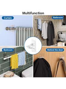 6pcs Non Drilling Curtain Rod Bracket, Self-Adhesive Rod Bracket, Multifunctional Nail Free Rod Hook, Used For Screw Installation On Textured Surfaces, Tenant's Curtain Rod Hanger, Suitable For Bedrooms, Bathrooms, Living Rooms, And Apartments,Dorm Room - Multicolor - View 3