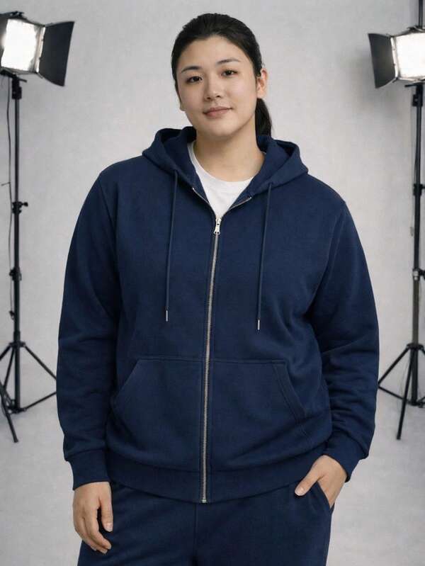 Blusa Moletom Feminina Aberta com zíper e Flanelada | Inverno Plus Size