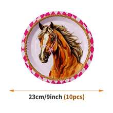Juego desechable de platos, servilletas y vasos con diseño de corazón y caballo, adecuado para 10 invitados, platos de papel desechables para fiestas, bodas, picnics - Estilo 1 - Ver 10