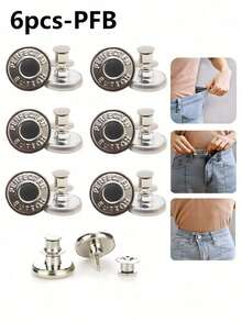 6 Stück lose Jeans Knöpfe, keine Näharbeit erforderlich Ersatz Jeans Knöpfe, Taille Raffclips, Jeans Knopfnadeln, wiederverwendbar & verstellbar - Verschiedenfarbig - Übersicht 11