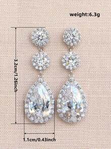 1 Pair Romantic Cubic Zirconia Drop Earrings For Women For Wedding Engagement Anniversary Party Jewelry Valentine's Day Gift - 1# - View 4