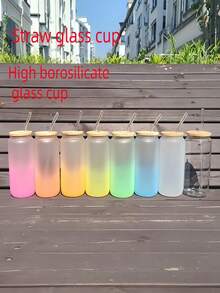 Cốc có nắp tre và ống hút thủy tinh, dung tích 18,26 ounce (khoảng 500ml), có thể tái sử dụng, dùng cho cà phê đá, uống nước giải khát không rò rỉ, thích hợp cho mùa hè, đựng soda, nước ép, cocktail, và sử dụng ngoài trời vào mùa hè. Đây là món quà hoàn hảo cho sinh nhật và các bữa tiệc. - Nhiều màu - Xem 2