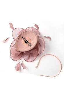 Charmanter Damenhut - Teegesellschaft Kentucky Derby Kirche Pillbox Hut, 50er Jahre Haarband Party Kappe - Altrosa - Übersicht 5