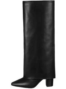 Women's Ankle Boot With High Block Heel And Pointed Toe - Elegant Fashion Style - GiGiL - الأسود - مشاهدة 4