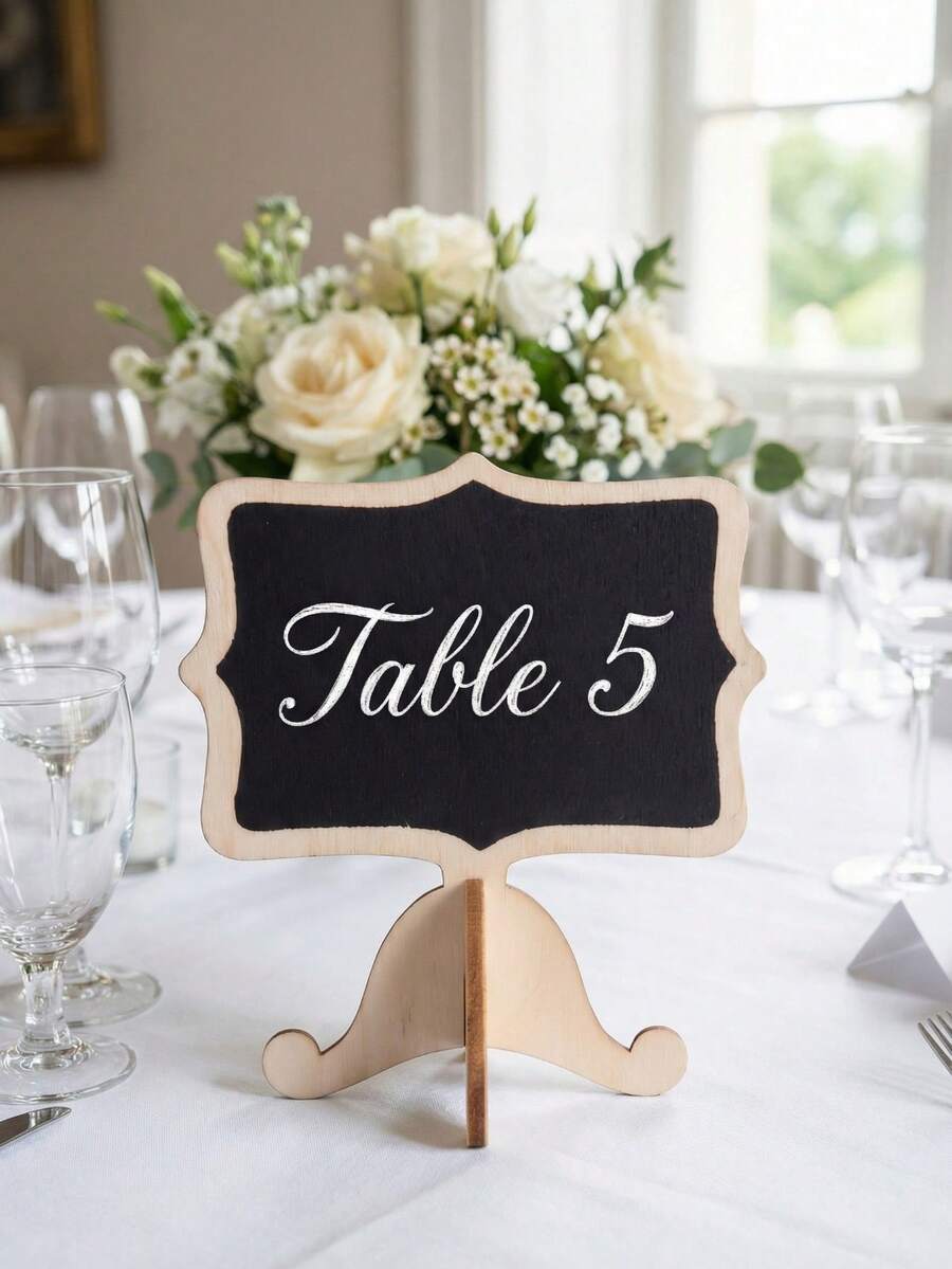15件迷你長方形黑板附支架，波浪邊黑板，適合婚禮、生日派對、桌號牌、食物標籤、特別活動裝飾、裝飾標籤、留言板和婚禮道具 - 多色 - 查看 1