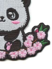 1 pieza Parche bordado de oso panda con flor de cerezo Kawaii y adorable para planchar - Multicolor - Ver 6