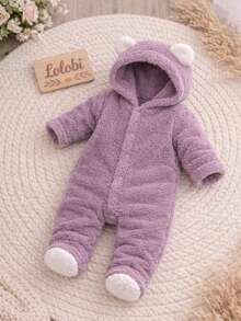 Plush  With Hood - Teddy Bear Design - Infant Girl 0 To 2 Years - 紫丁香色 - 查看 2
