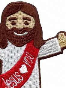 1pc Jesus Loves You Patch Chibi Religious Christian Embroidered Iron On - Multicolor - View 4