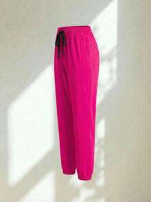 Conjunto uniforme médico quirúrgico set 2 piezas dama mujer manga corta cuello v pantalón jogger resorte cordón cómodo - Rosa Fucsia - Ver 7