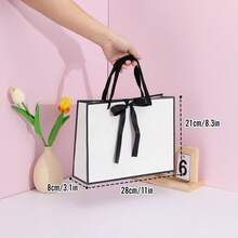 12pcs Gift Paper Bags With Bow Handle, Suitable For Festivals, Parties, Retail Packaging - Paper Bags - View 7