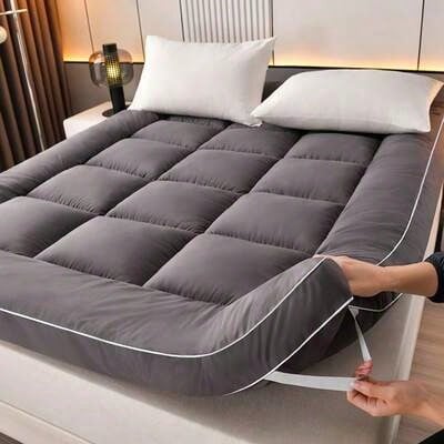 M-V-O Luxury 10cm Mattress Topper Extra Thick, Soft & Plush Bed Topper For Deep Sleep Comfort Single, Double, King, Super King (Grey)