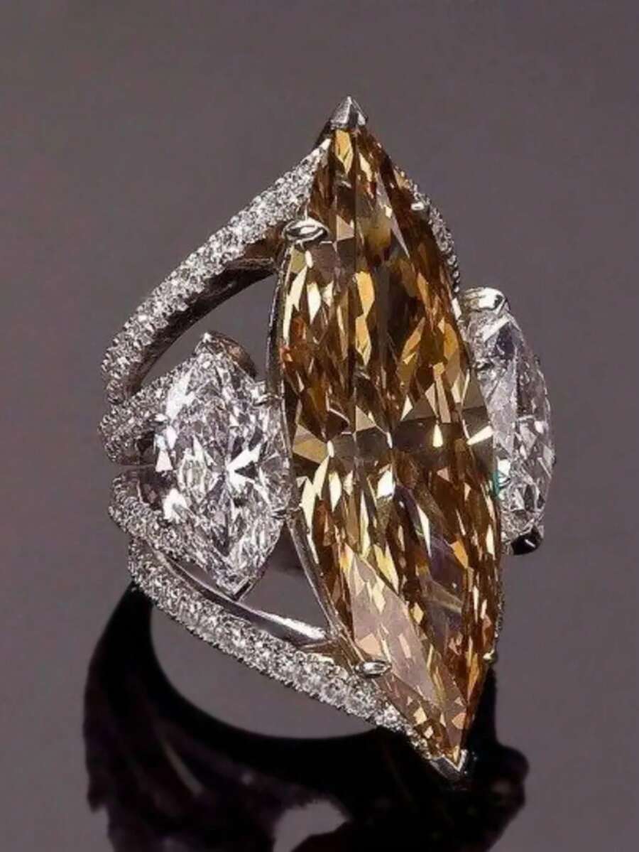 1枚时尚立方氧化锆戒指,女士款,适合婚礼、订婚、周年纪念、派对、情人节等场合佩戴。 - 1# - 查看 1