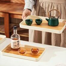 Rectangular Tray Set, Faux Wood Grain Tray, Creative Household Tea Cup Plate, Nordic Style Plastic Fruit Plate, Tea Tray - C-Wood Color - View 10