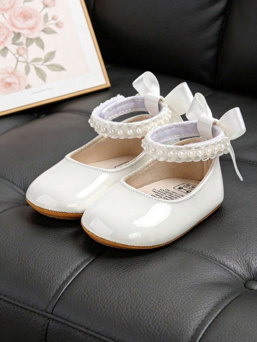 Giày búp bê Mary Jane cho bé gái sơ sinh/trẻ nhỏ - Giày dự tiệc cưới cho bé gái - Giày búp bê dự tiệc cưới - trắng - Xem 1