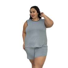 Pijama Short Doll Plus Size Confortável Roupa De Dormir - Multicolorido - Visão 5