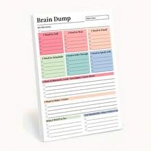 1/2pcs Brain Dump Tear-Off To-Do List Notebook | A5 Daily Planner Journal, High-Performance Organizer, Minimalist Notebook Planning Tool With Dated Pages And Smooth Paper - Multicolor - View 8