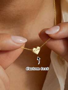 1PC Custom Engraved Heart Pendant, Special Date Necklace, Personalized Love Pendant, Engraved Love Necklace, Custom Necklace, Women's Jewelry, Stainless Steel Jewelry, Customizable Things, Custom Christmas Gifts, Name And Date Jewelry Gifts For Her, Personalized Gifts - Multicolor - View 3
