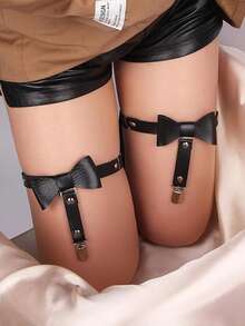 1/3Pcs Adjustable Star-Shaped Leg Garter With Anti-Slip Clips, Elastic Gothic Thigh Ring Garter For Women And Girls - Black - View 2