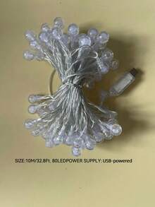 1个3/6/10米/20/40/80颗LED泡泡球灯，USB供电，适用于卧室、客厅、派对、婚礼、家居、节日派对用品、派对装饰、节日装饰 - USB氣泡圓球 - 查看 10