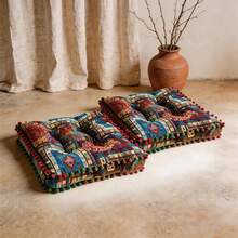 2 件装波西米亚风加厚落地垫，复古摩洛哥榻榻米风格，多功能软垫，适用于客厅、卧室、飘窗等场所，节日礼物/椅垫/座椅垫/办公椅垫 - 方42x42cm - 查看 3