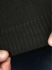 Men's Blouse, Textured Knit Sweater, Round Neck, Long Sleeve, Old Money, Men's Clothing, Winter, Work, Party - 黑色 - 查看 3