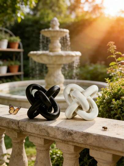 1pc Rustic Farmhouse Rope Knot Decor - Handcrafted Resin Knot Sculpture For Indoor Entryway, Bookshelf, Bedroom & Outdoor Garden Accents - Contemporary Minimalist Tabletop Decor, Gold, White, Black Options To Elevate Living Room, Patio, Cabin & Cottage Aesthetics, Ideal For Modern Rustic Home Styling & Outdoor Patio Decor Enthusiasts Seeking Cozy Charm