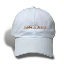 Unisex Dad Hat In 100% Cotton Twill Curved Brim Custom Made In Brazil - Trắng thêu Nâu - Xem 6