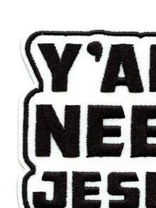 1 pieza Parche "Yall Need Jesus" con bordado de texto religioso para planchar - Multicolor - Ver 3