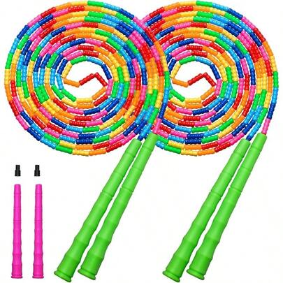 Double Dutch Jump Rope Long Jump Rope 16 FT 1 Pack/2 Pack, Adjustable Soft Beaded Diy Jump Rope For Kids Adult Long Enough For 5 - 6 Jumpers