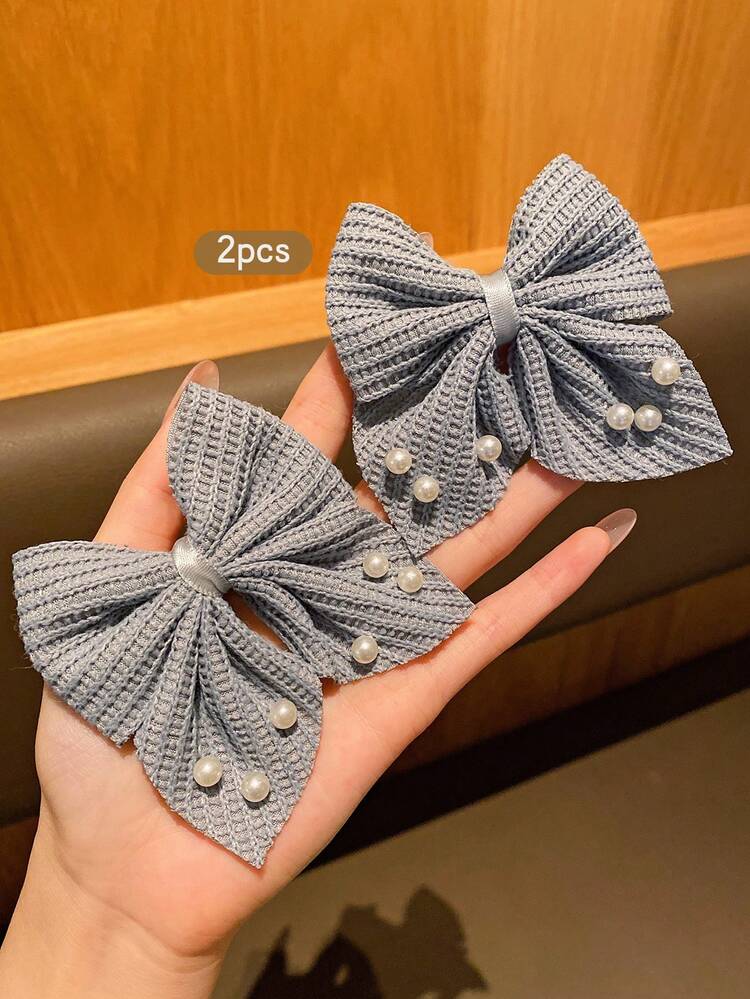 2 chiếc kẹp tóc hình nơ dễ thương thời trang, thích hợp sử dụng hàng ngày. - Xám - Xem 5