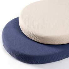 2件套婴儿床单，男女宝宝通用，柔软透气，适用于椭圆形摇篮、摩西篮、长方形床垫。 - 彩色 - 查看 8