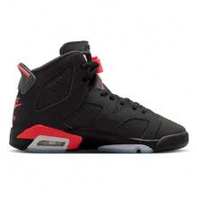 Big Kid's Jordan 6 Retro "Infrared Salesman" Black/Lt Crimson (IQ1275 001) - Black - View 3