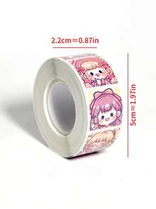 1 Cuộn Giấy Dán Hình Cô Gái Hoạt Hình, Hình Dán Tròn Thủ Công Anime, Đồ Dùng Sổ Lưu Niệm, Văn Phòng Phẩm, Hình Dán Vui Nhộn - nhãn dán - Xem 2