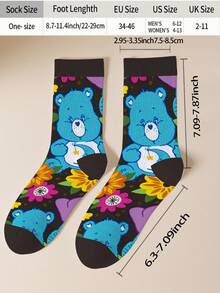 1 Paar personalisierte Damen Socken mit Care Bears, 360 Grad Digitaldruck mit interessanten Motiven wie Cheer Bär, Wish Bär, Herz Bär, Angel Bär, Grumpy Bär, modisch und minimalistisch, geeignet für den täglichen Gebrauch und als Geschenk zur Graduierung/zum Geburtstag - Verschiedenfarbig - Übersicht 6