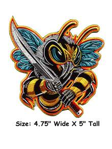 1 miếng vá thêu hình nhóm nhạc Hip Hop Rap Kung Fu Killa Bees cầm kiếm, có thể ủi lên quần áo. - Nhiều màu - Xem 2