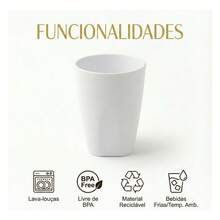 Kit 30 Copos Plástico Coloridos 330ml Escolas Creches Festas - Branco - Visão 5