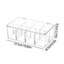 Stackable PET Tea Bag Storage Box, Kitchen Cabinet & Countertop Organizer For Coffee, Sugar Packets, Tea Bags, Coffee Pods, Adjustable Dividers - Clear - View 8