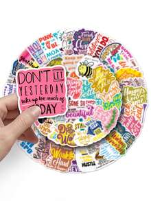 50 pezzi Adesivi con citazioni motivazionali, adesivi ispiratori in inglese impermeabili per laptop, tablet, custodie per telefono, borracce, bagagli, forniture per scrapbooking, cancelleria, adesivi divertenti - Adesivi per graffiti - Visualizzare 3