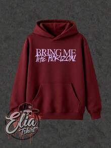 Comfortable Basic Sweatshirt For Everyday Wear. Bring Me The Horizon Music Singer Famous International National Urban Culture Rock Metal Rock N Roll Famous Band Singer Unisex Sweatshirt For Men And Women 50% Cotton 50% Polyester Top Premium Streetwear New Release Immediate Shipping Various Colors!! - 紫紅色 - 查看 2