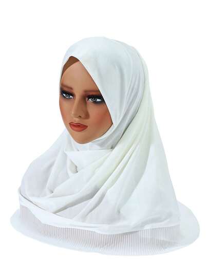 1pc Solid Color Elegant Bohemian Style Headscarf, Suitable For All Seasons, Hijab, Muslim