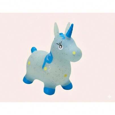 Cavalinho Upa Upa Unicórnio Com Som E Led Inflável Glitter Pula Pula Com Música Cores