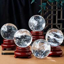 1 quả cầu pha lê thạch anh chạm khắc tinh xảo, được đánh bóng đẹp mắt, lý tưởng làm mẫu khoáng vật, vật trang trí phong thủy cho nhà và văn phòng, đá quý rời, món quà độc đáo cho Lễ Phục Sinh, Ngày Valentine hoặc bất kỳ dịp nào. - trắng - Xem 1