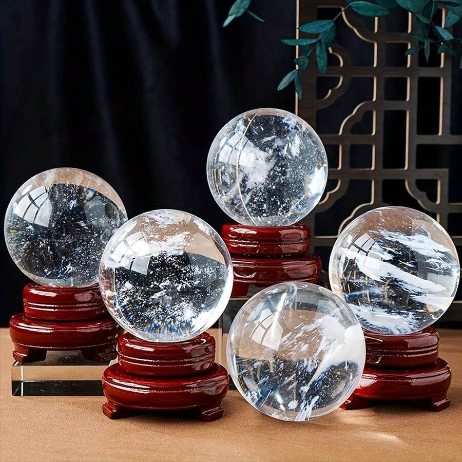 1 quả cầu pha lê thạch anh chạm khắc tinh xảo, được đánh bóng đẹp mắt, lý tưởng làm mẫu khoáng vật, vật trang trí phong thủy cho nhà và văn phòng, đá quý rời, món quà độc đáo cho Lễ Phục Sinh, Ngày Valentine hoặc bất kỳ dịp nào. - trắng - Xem 1