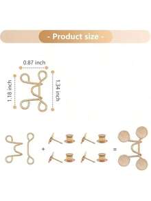 2个金色束腰扣，适合宽松牛仔裤，可重复使用的金属胸针，适用于服装连衣裙，无缝装饰配件（不含卡纸） - 金色 - 查看 7